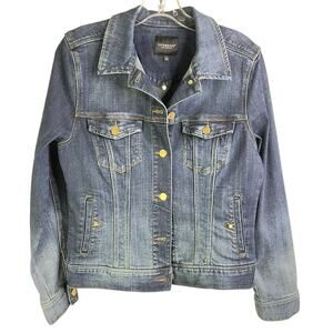 Liverpool Los Angeles Classic Jean Jacket Wmns S Faded Distressed Blue Cotton